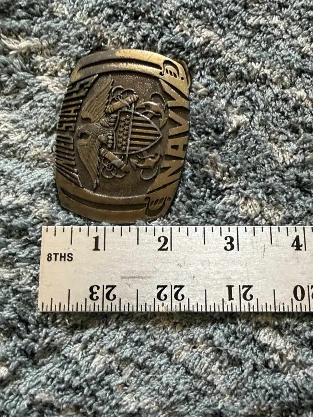 United States Navy Belt Buckle Indiana Metal Craft XR89 Made in USA Vintage